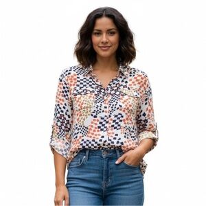Cabi Grand Prix Button-Front Blouse 21 Ptp